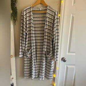 Nine West Striped Open-Front Longline Cardigan Sweater - size large